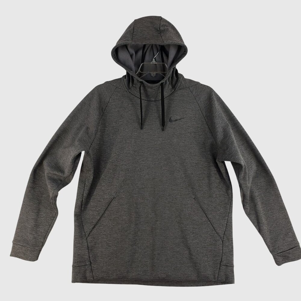 Mens Nike Dri Fit Grey Hoodie Sweat Shirt Long Sleeve Pullover Mens XL